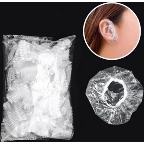 100Pcs Disposable Bath Shower Dyeing Hair Ear Guard Waterproof Ear Protector Cover Caps for Salon Home Use