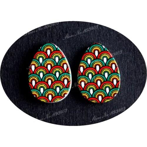 13x18mm Feather Tear Drop Shape Painted Wood Laser Cut Cabochon to make DIY Rings, Earrings, Brooch, Necklace pendant