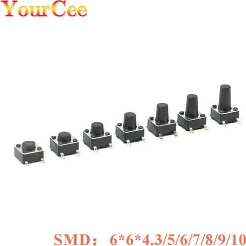 20PCS PCB Tactile Tact Mini Push Button Switch SMD 4pin Micro switch 6*6*4.3/5/6/7/8/9/10MM 6*6*4.3MM/5MM/6MM/7MM/8MM/9MM/10MM