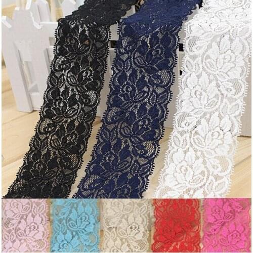 5M/lot Width 6.5cm Lace Material 8colors Elastic Lace Fabric DIY Garment Accessories Sewing Swiss Trim Wedding Lace