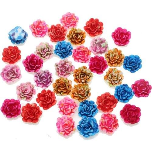 50Pcs 12x11mm Resin Flowers Crafts Decorations Flatback Cabochon Scrapbooking For Embellishment Nail Stickers Accessories