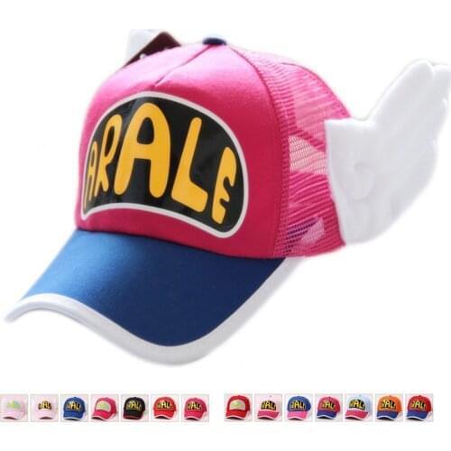 Children Adults Hat Anime Dr.Slump Cosplay Caps Arale Baseball Cap Angel Wings Hats Candy Color Breathable Net Cap for Kids