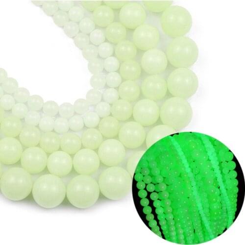 6/8/10/12MM Luminous Green Round Natural Stone Glow In The Dark Spacers Loose Beads For Jewelry Making DIY Bracelets Necklace