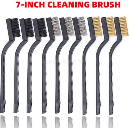 7 Inch Cleaning Brushes Tool Wire Brush Set Mini Micro Steel Brass Diy Paint Metal Polishing Rust Remover Descaling Industrial