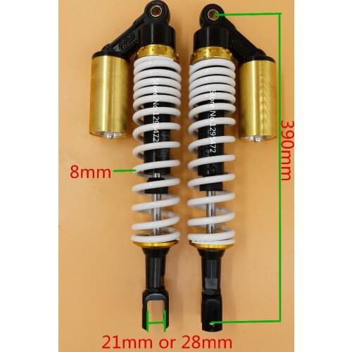 8mm spring 390mm motorcycle REAR NITROGEN CELL SHOCK ABSORBERS fork for Honda Yamaha suzuki kawasaki atv BLACK&WHITE