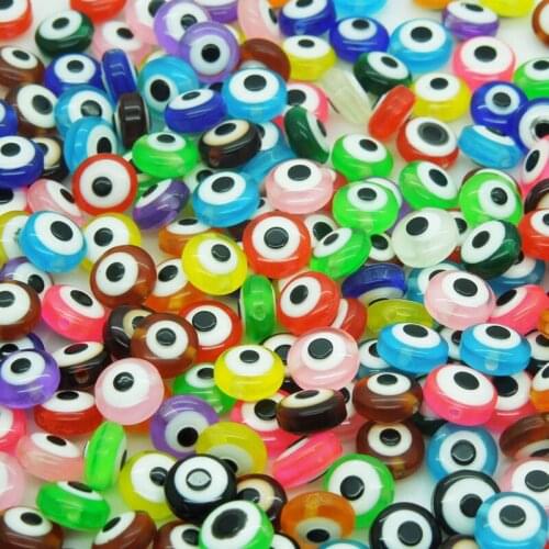 8x5MM 200Pcs Resin Flat Round Perforated Toy Eyes Colored Doll Eyes With Holes For Toys DIY String of Beads Doll Accessories
