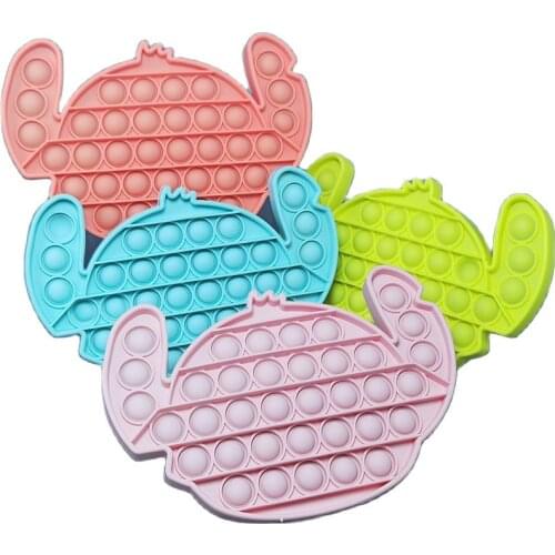 2021 Anime Stitch Push Bubble Sensory Toy Keychain Autism Squishy Stress Reliever Toy Adult Child Funny Antistress Fidget Toys