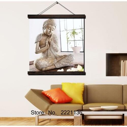White Jade made Buddha HD Print Scroll Paintings Wall Art Printed Hanging Framed Canvas Painting Modern Home Decoration