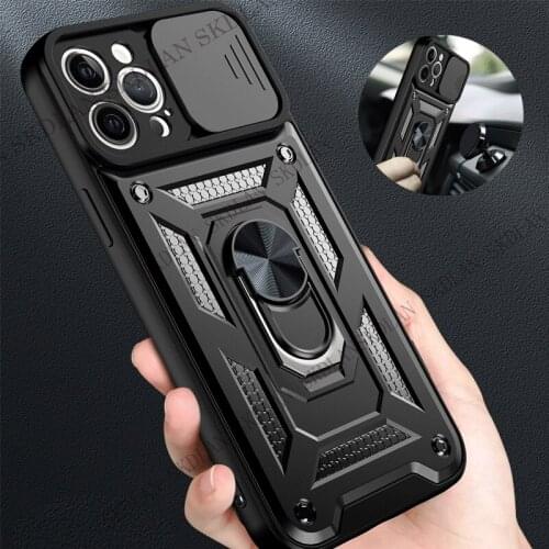 Slide Camera Lens Protection Phone Cover for iphone 12 Pro max 11 XR XS MAX 7 8 Plus 12 Cover Magnetic Ring Holder Phone Case