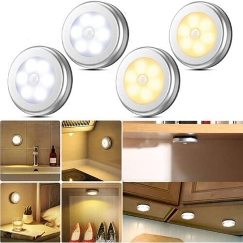 Motion Sensor Night Light Battery 6 LED Lights IR Infrared Motion Detector Wall Lamp for bedroom Hallway under Cabinet lighting