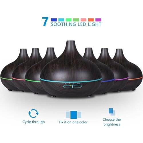 300 ml Electric Air Humidifier wood Grain Aroma Diffuser Aroma Treatment Eessential Oil Diffuser 7 Color LED Night Light