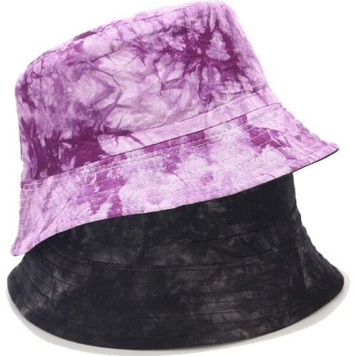 Hot sale Tie-Dye basin hat ink painting fisherman hat men and women street double-sided bucket hat outdoor sunscreen sun hat