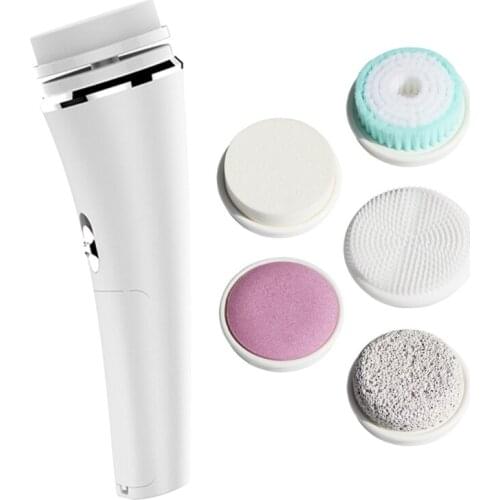 H7JC Facial Cleaning Brush Face Brush Waterproof Cleaning Brush Set 2 Speeds With 5 Brush Heads Facial Beauty Brush
