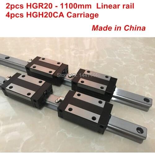 HGR20 linear guide: 2pcs HGR20 - 1100mm + 4pcs HGH20CA linear block carriage CNC parts