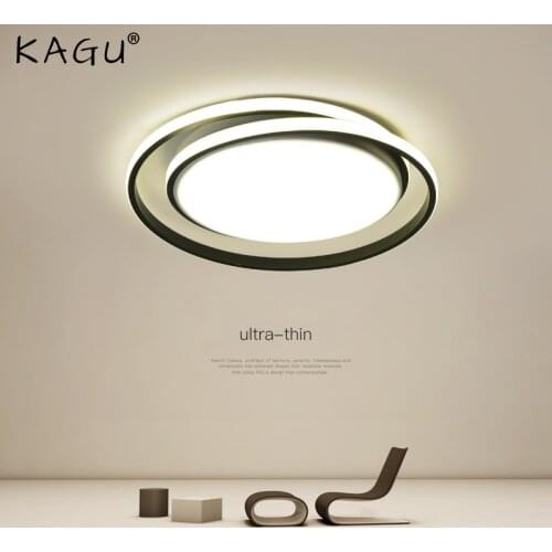 KAGU Modern Round LED Chandelier Living Room Bedroom Kitchen Lamp Study Room Black Gold Ceiling Lamp Home Decoration