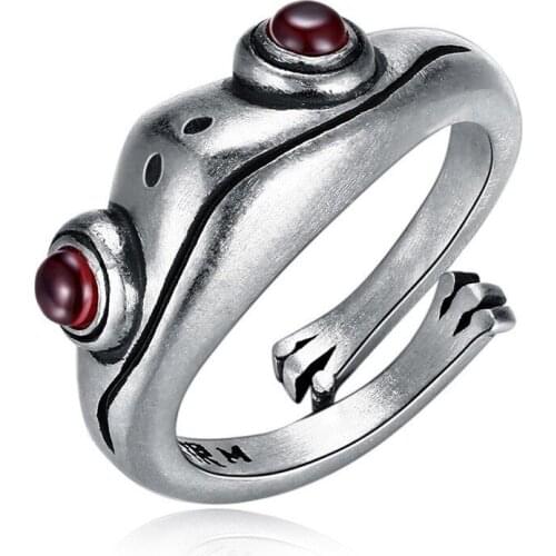 Fashion Cute Frog Ring Frog Lady Cartoons Open Ring Men Retro Punk Animal Figure Ring Fashion Party Bohemian Hip Hop Jewelry