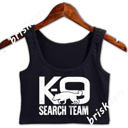 K 9 Search And Rescue Crop Top Women Crew Neck Girls Spring Autumn Novelty Tops Fitness Comfortable Customized Vest