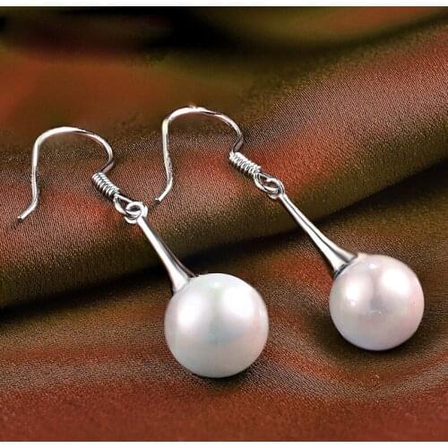 LIAMTING Simple Solid Silver Pearl Drop Earrings For Women 925 Sterling Silver Drop Earrings New Pearl Earrings Jewelry VC072