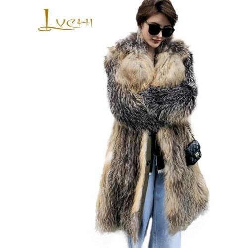 LVCHI 2019 Winter Import Real Fur Coats Natural Fox Fur Coat Turn-Down Collar Loss Womens Short Two Side Wear Fox Fur Coats