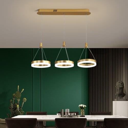 Postmodern Pendat lamp White Black LED nordic minimalist lamp For Dining Kitchen Room remote control acrylic ring pendant light