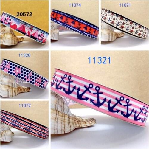 Free shipping 50 yard per size Nautical ribbbons printed grosgrain ribbon 11074