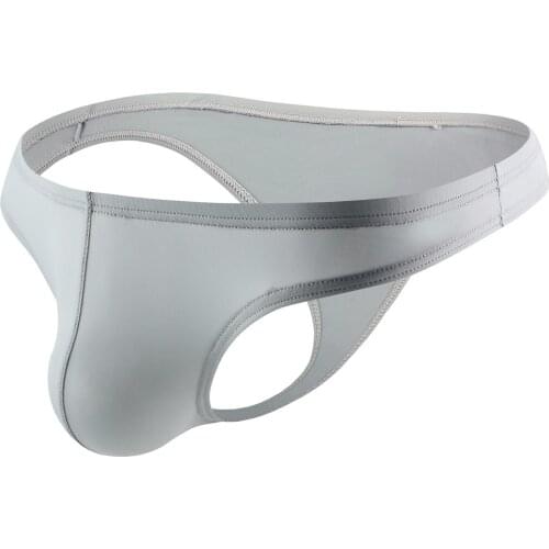 Sissy Gay Men Sexy Underwear Shorts Solid Underpants High quality Ice Silk Breathable Hollow Out Grey Briefs Panties jockstrap