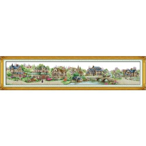 Joy sunday European town Cross Stitch kit Needlework set Canvas The beautiful printed14CT 11CT DMC scenery Home Decoration Send