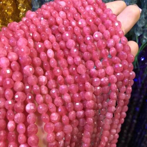 Natural Stone Beads Oblate Rhodochrosite Faceted for Jewelry Making Necklace Bracelet Earrings Size 6mm