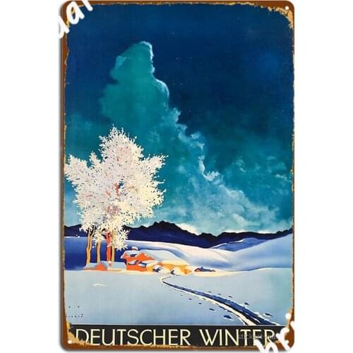Deutscher Winter Vintage Travel Poster Metal Sign Poster Customize Club Party Home Tin Sign Poster