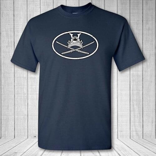 Samurai Oval T-Shirt Bushido Warrior Helmet Samurai Katana Sword Emblem Shirt 2019 Fashion Unisex Tee