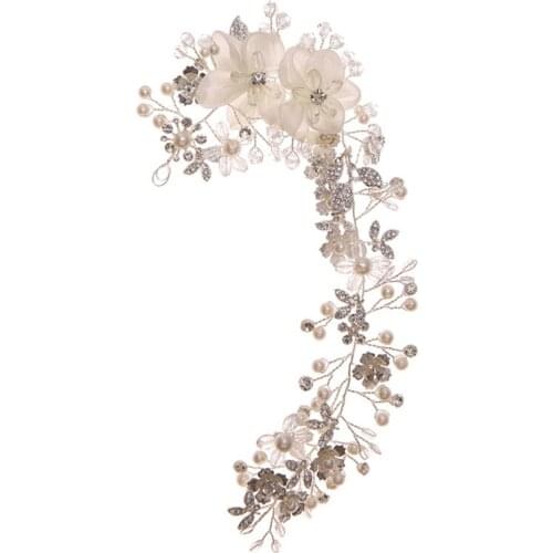 Silver Flower Hair Vine Wedding Tiara Women Insert Comb Headband Handmade Bridal Hair Piece Accessories Jewelry N2UE