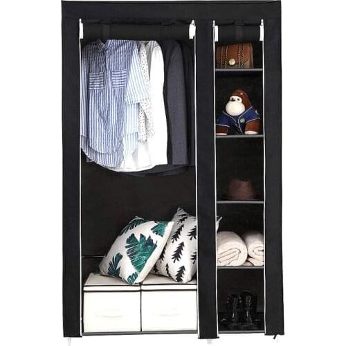 Portable 175CM Non Woven Fold Portable Storage Single Door 5 Shoe Rack Wardrobe Quarter Wardrobe Cabinet Bedroom Furniture HWC