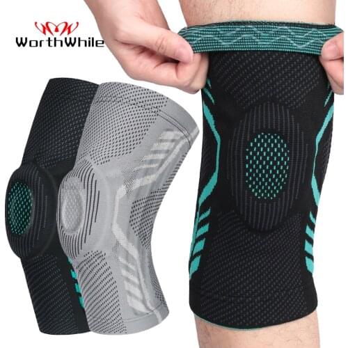 WorthWhile 1/2PCS Silicon Padded Basketball Knee Pads Patella Brace Kneepad Joint Support Fitness Protector Compression Sleeve