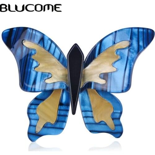 Blucome Fashion Brooch Butterfly Shape White Acrylic Child Ms Banquet Daily Dress Suit Chest Special Accessories Exquisi Gifts