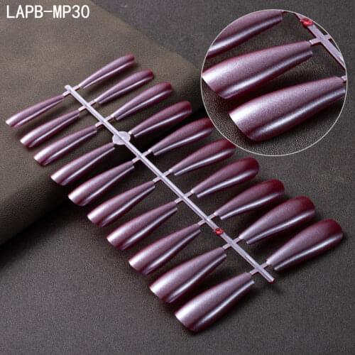 1pc/20tips Nail Art Fake Nails Tips Colorful Pearl Press on Long False Coffin Stick Display Full Cover Artificial Designs Salon