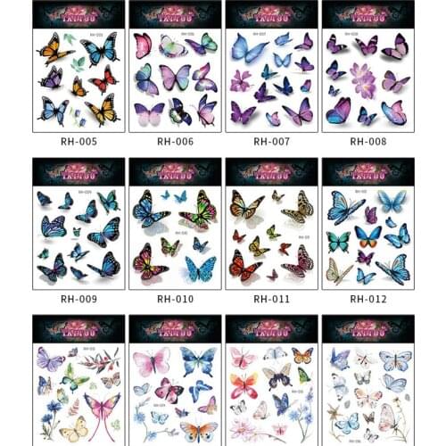 1pc Sexy 3D Butterfly Temporary Tattoo Sticker Women Girl Waterproof Faux Fake Tattoo Pattern 105*150mm Butterfly Stickers