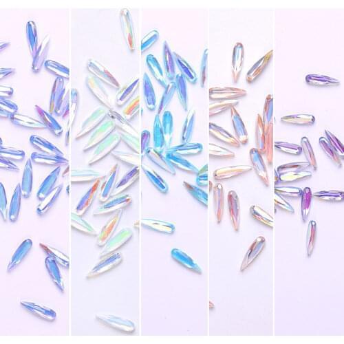 10 pieces AB nail crystal Rhinestone gems long water drop charms 3D stones Rhinestone Nail Art decorations manicure accessories