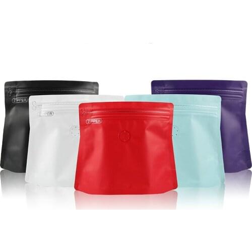 100pcs 16(17+18.5)8cm 150g One-way valve side zipper diamond bag aluminum foil coffee bean food tea packaging bags