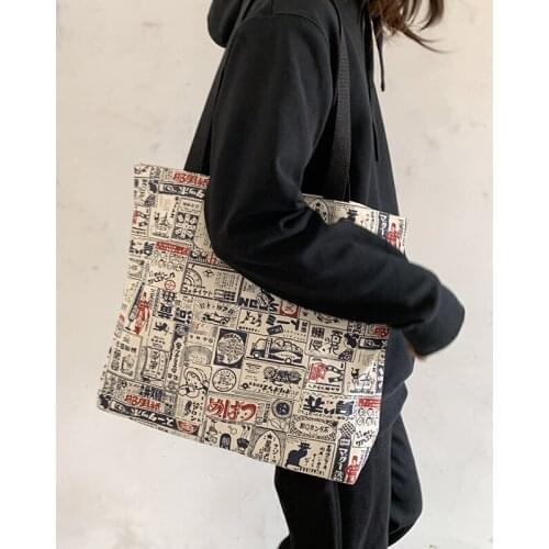 2020 Large Capacity Canvas Shopping Bags for Women Eco Shoulder Bags Japanese Vintage Cotton Cloth Tote Bag Handbags Big Shopper