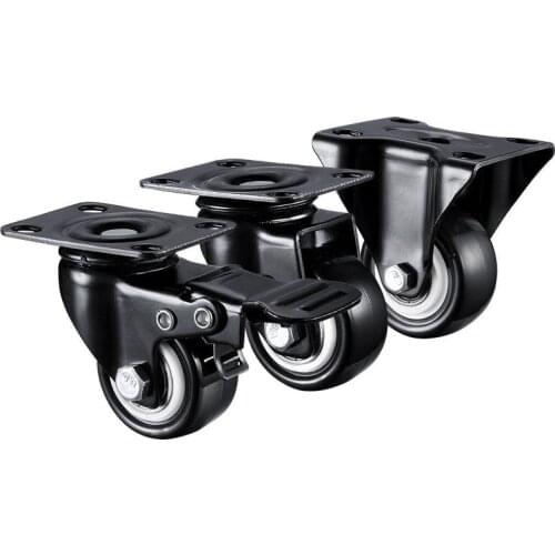 4pcs 1.5 inches 41mm Heavy Duty 180kg Black Swivel Castor Wheels Trolley Furniture Caster Rubber