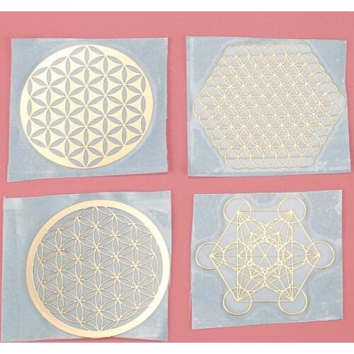4Pcs/Set New Metal Energy Decor Sticker Flower Of Life