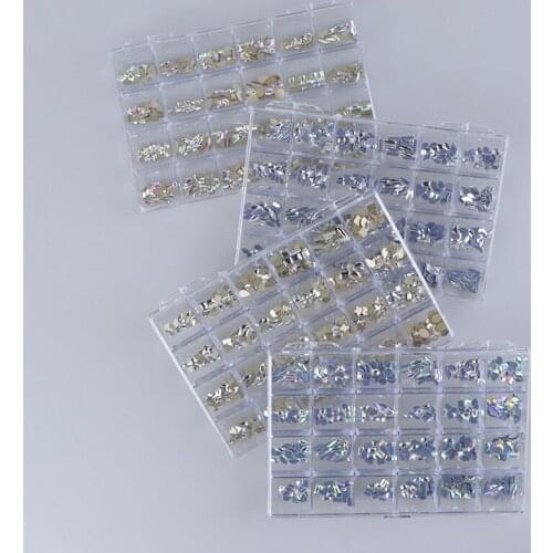 480 Glass Gems, Crystal Nails, Rhinestones, Flashing Diamonds, 3D Pointed Nail Decorations