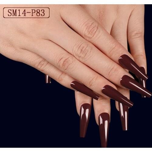 5 Sets Super Long Coffin False Nails Full Cover Glossy Ballerina False Nails Wearable Ballet Coffin Fake Nails Art Fingernail