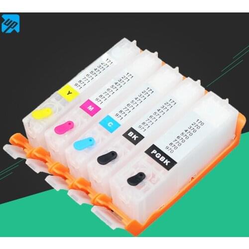 5PCS PGI-970 CLI-971 refillable ink cartridges For canon MG5790 MG5795 TS5090 TS8090 with auto reset chip pgi970 pgi 970 ink