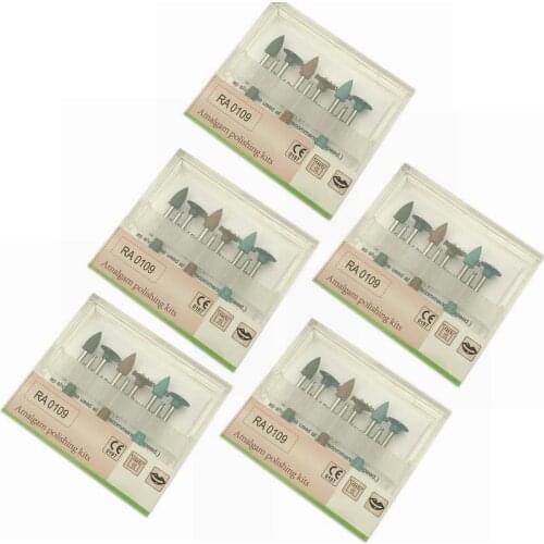 5X Dental Amalgam Polishing Kits Silicone Polisher Diamond Burs Cups RA 0109