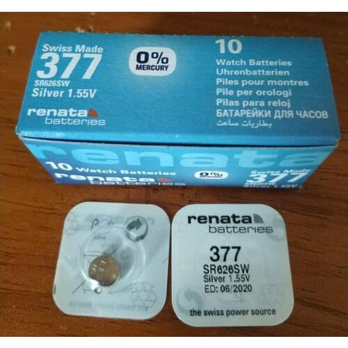 10X renata Silver Oxide Watch Battery 377 SR626SW 626 1.55V % original brand renata battery