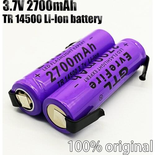 New 14500 lithium battery3.7V2700 mah rechargeable battery Welded Nickel Foil bateria used in toy LED flashlight