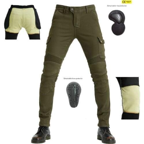 Motorcycle jeans pants, motorcycle style jeans pants, with 4 types of protective plate armor for knees and hips, used for motorc