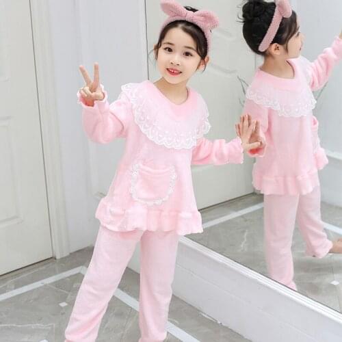 Kids Flannel Pajama Sets Winter Christmas Pyjamas For Children Thick Warm Cartoon Sleepwear Nightwear Girls Boy Casual Home Suit