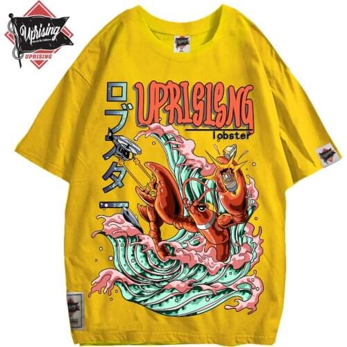 UPRISING t shirt Crayfish attack counterattack personality short-sleeved T-shirt original fashion brand street hip hop tee